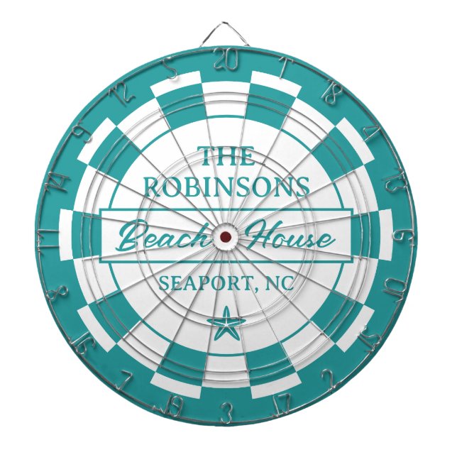 Family Name Beach House Dart Board (Front)