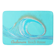 Family Name Beach House Teal Ocean Wave