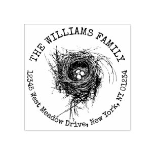 Family Name Birds Nest with Eggs Nature Custom Rubber Stamp