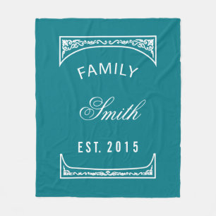 Family Name Biscay Bay Elegant Personalised Fleece Blanket
