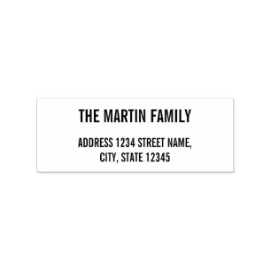 Family Name Bold Text Return Address Rubber Stamp