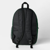 Family Name Cabin Forest Green with Pines Printed Backpack (Back)