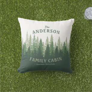 Family Name Cabin Location Pine Tree Forest Cushion