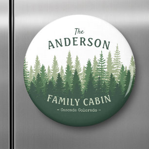 Family Name Cabin Location Pine Tree Forest Magnet