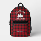 Family Name Cabin Red Buffalo Plaid Printed Backpack (Front)