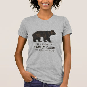 Family Name Cabin Rustic Brown Bear T-Shirt