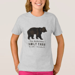 Family Name Cabin Rustic Brown Black Bear T-Shirt