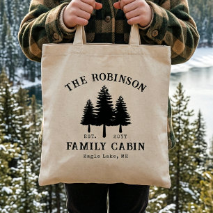 Family Name Cabin Rustic Country Trees Stylish Tote Bag