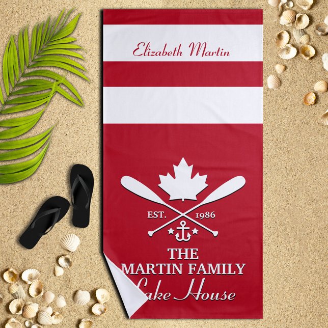 Family Name | Canadian Maple Leaf Custom Beach Towel (Creator Uploaded)