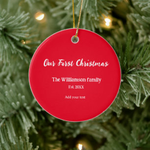 family name christmas holiday thanksgiving year ad ceramic ornament