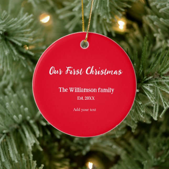 family name christmas holiday thanksgiving year ad ceramic ornament (Tree)