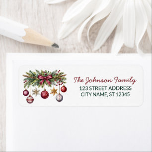 Family Name Christmas Ornaments Return Address Label