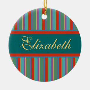 Family Name Christmas Ornaments - Vintage Stripes