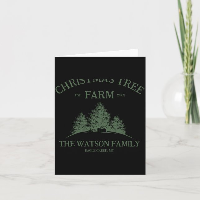 Family Name Christmas Tree Farm Retro  Card (Front)