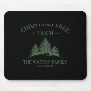 Family Name Christmas Tree Farm Retro Mouse Pad
