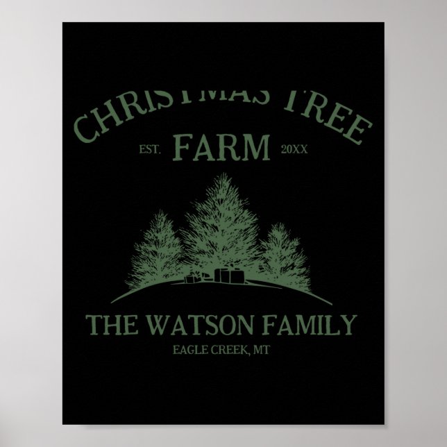 Family Name Christmas Tree Farm Retro  Poster (Front)
