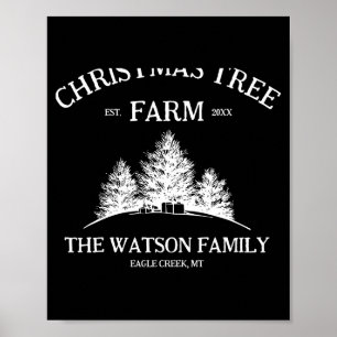 Family Name Christmas Tree Farm Retro  Poster