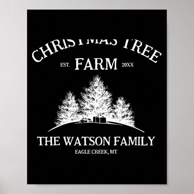Family Name Christmas Tree Farm Retro  Poster (Front)