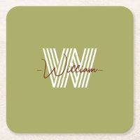 Family name Colourful natural olive green monogram