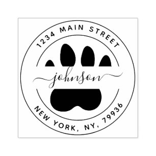 Family Name, Create Your Own Paw Return Address Rubber Stamp