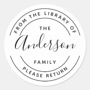 Family Name   Create Your Own Round Bookplate Classic Round Sticker