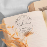 Family Name | Create Your Own Round Library Book Self-inking Stamp<br><div class="desc">Simple,  clean modern design for your personal library books. Easy to personalise with your family name. Great gift for any book lover. The typography comprises a modern sans serif typeface in graceful arcs. Your family name appears in centre place in elegant script.</div>