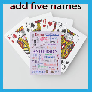 Family Name Dazzling Easy Word Cloud Playing Cards