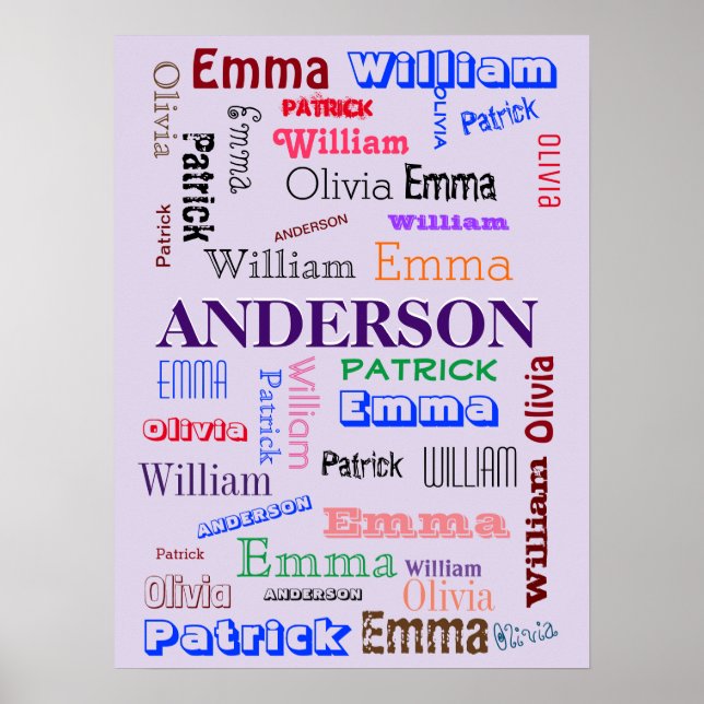 Family Name Dazzling Word Cloud  Poster (Front)