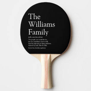 Family Name Definition Black and White Fun Ping Pong Paddle