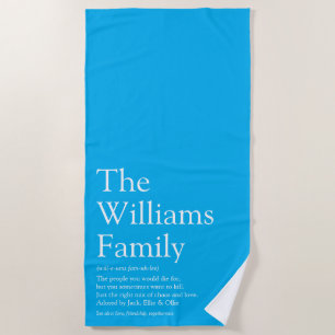 Family Name Definition Blue Modern Beach Towel