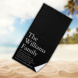 Family Name Definition Modern Black and White Beach Towel
