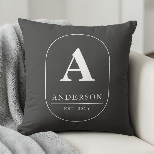 Family Name Established Grey Custom Monogram Cushion
