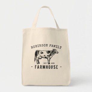 Family Name Farmhouse Rustic Dairy Milk Cow Tote Bag