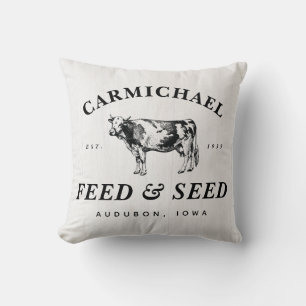 Family Name Farmhouse Style Feed & Seed Pillow