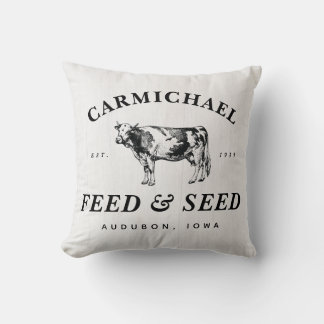Family Name Farmhouse Style Feed & Seed Pillow