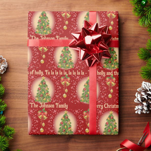 Family Name & Favorite Christmas Songs Classic Wrapping Paper