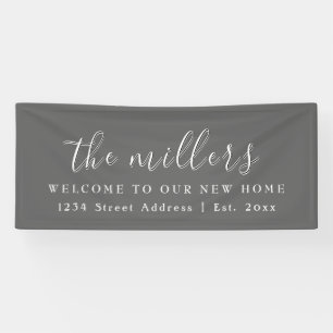Family Name Gray Housewarming Party Banner