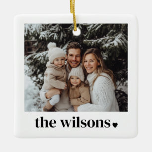 Family Name Heart Photo Ceramic Ornament
