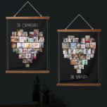 Family Name Heart Shape Photo Collage 58 Pic Black Hanging Tapestry<br><div class="desc">Custom photo display on large wall hanging, further personalised with your family names. The photo template displays your pictures in a heart shaped photo collages which hold 29 images each. Your photos are displayed in a mix of square, landscape and portrait formats and, if you have any problems with placement,...</div>