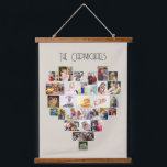 Family Name Heart Shaped Photo Collage 29 Pictures Hanging Tapestry<br><div class="desc">Custom photo display on large wall hanging, further personalised with your family name. The photo template displays your pictures in a heart shaped photo collage which holds 29 images. Your photos are displayed in a mix of square, landscape and portrait formats and, if you have any problems with placement, you...</div>