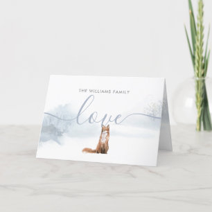 Family Name Holidays Winter Fox Script Love Holiday Card
