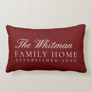 Family Name Home Red White Lumbar Cushion