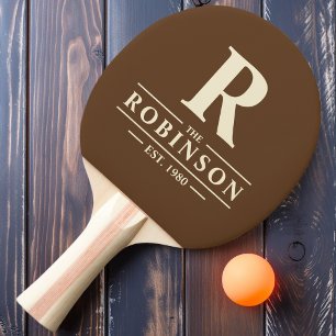 Family Name & Initial Deep Forest Brown Ping Pong Paddle