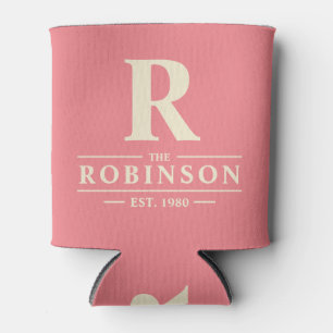Family Name & Initial Mid-Century Peach Can Cooler