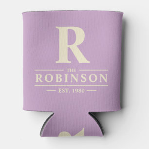 Family Name & Initial Mid-Century Summer Lilac Can Cooler
