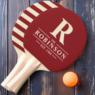 Family Name & Initial Polo Deep Cranberry Ping Pong Paddle