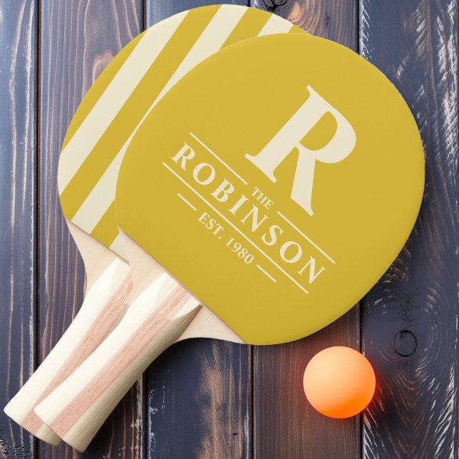 Family Name & Initial Polo Striping Burnt Lemon Ping Pong Paddle (Creator Uploaded)