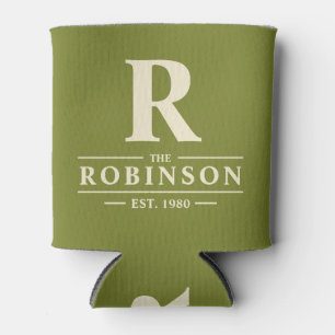 Family Name & Initial Willow Green Can Cooler