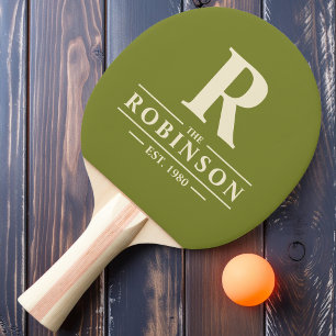 Family Name & Initial Willow Green Ping Pong Paddle