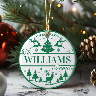 Family Name Keepsake Classic Christmas Custom Ceramic Ornament